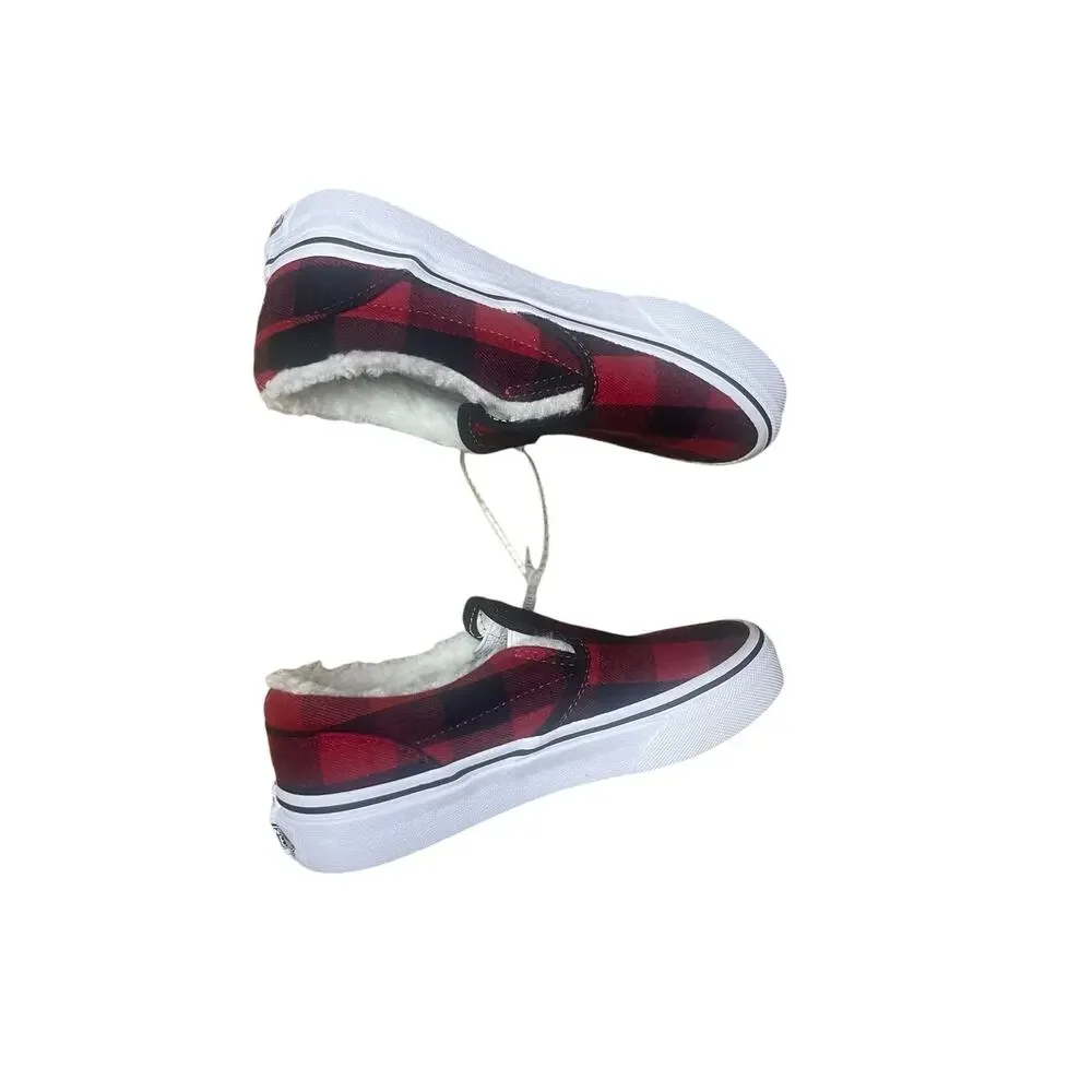 Vans Classic Slip-On V Kids 'Plaid - Red'